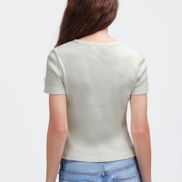 Madewell vintage ivory Garment-Dyed Ribbed Crewneck Pocket Tee - Picture 4 of 5